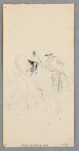 素描，外墙：海湾、阳台和檐口（正面）；两个人物和不明线条（背面），1882 年