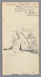 素描，《从高处俯瞰城市》（正面）；《手持罐子的女人》（背面），1882 年 作者 罗伯特·弗雷德里克·布鲁姆