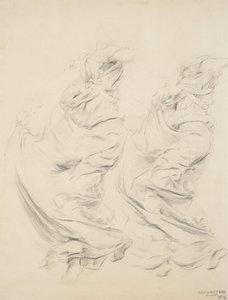 可能为Moods to Music壁画的帷幔素描，1893-95（浅黄色纸上的石墨和黄色铅笔） 作者 罗伯特·弗雷德里克·布鲁姆