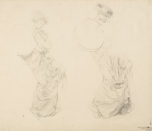 研究两个女性形象的心情音乐壁画，1893年至1995年（石墨用红色铅笔在浅黄色的纸上） 作者 罗伯特·弗雷德里克·布鲁姆