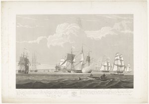 12 艘荷兰商船离开朴次茅斯港，1833 年（幻灯片 3）
这套三张幻灯片描绘了 1833 年 6 月 2 日 12 艘荷兰商船离开朴次茅斯港的情景。 作者 罗伯特·哈维尔 (II)
