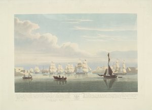12 艘荷兰商船离开朴次茅斯港，1833 年（幻灯片 1）
这套三张幻灯片描绘了 1833 年 6 月 2 日 12 艘荷兰商船离开朴次茅斯港的情景。 作者 罗伯特·哈维尔 (II)