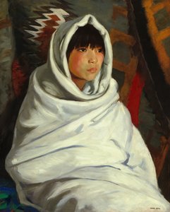 穿白色毛毯的印第安女孩，1917年。