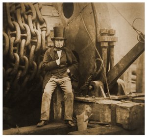 Isambard Kingdom Brunel由SS Great Eastern的发射链，1857年