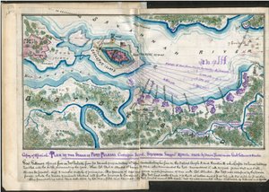 围攻普拉斯基堡的官方计划副本。鸡笼岛。佐治亚州萨凡纳 1862 年 4 月--由吉尔摩尔将军和亨特将军率领的联邦军队所为。LOC gvhs01.vhs00084 作者 罗伯特·诺克斯·斯登