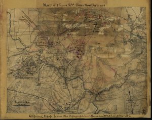 第 1 次和第 2 次奔牛节战役地图。华盛顿特区地形局官方地图 LOC gvhs01.vhs00239 作者 罗伯特·诺克斯·斯登