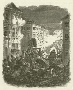 1848年3月18日至19日晚，在柏林科隆市政厅外的街垒上战斗 作者 罗伯特·克雷奇默