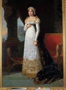 Laetitia Bonaparte (Letizia Maria Ramolino) (1750-1836)的腰部肖像，Mere夫人的画作，Robert Lefevre (1755-1830) 1813。Dim.2,35 x 1,50米。凡尔赛，城堡博物馆--玛丽-莱蒂亚-波拿巴（1750-1836）的全身画像，生于拉莫尔。 作者 罗伯特·勒菲佛尔