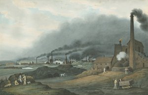 Bilston-Bradley Iron Works：水彩画，1837年