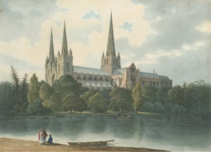 利奇菲尔德大教堂-西南风景：水彩作品，1824年7月（绘画）