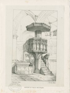 Wolverhampton-圣伯多禄教堂的讲坛：石版画，[[c 1844]）（印刷） 作者 罗伯特·诺伊斯