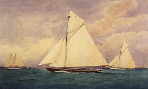 索伦特海峡中的 "尼亚加拉 "号竞赛游艇，Hurst Point之外。