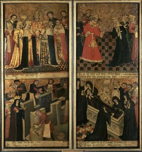 伊利女修道院院长圣埃塞尔德雷达 (St.Etheldreda)，约 1455 年（面板油画） 作者 罗伯特·皮戈特