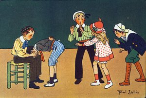 温暖的手。 刻在“”我们在玩什么？ “” 由 E. Weber 绘制，罗伯特·塞勒斯（Robert Salles，1871-1929 年）的水彩画。 巴黎 Garnier Freres 图书馆