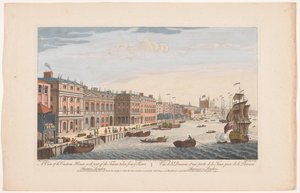 Gezicht op het Custom House aan de rivier de Theems te Londen
从河边拍摄的海关大楼及塔的一部分。泰晤士伦敦（物体上的标题）
伦敦（系列标题）