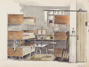 艺术家马盒，2.5。，1915年（纸和笔在纸上用墨水） 作者 罗伯特沃克