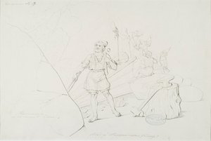 Ilmarinen takoo sampoa ; Originaalipiirustus piirrossarjaan "Kalewala，芬兰民族诗歌，以 R.W.Ekman 的图画呈现"