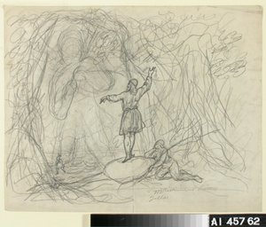 来自大海的男人》，卡勒瓦拉主题系列动画片草图 作者 罗伯特·威廉·埃克曼