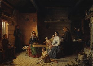 1868年在农民农舍里演奏坎特勒（Kantele）。