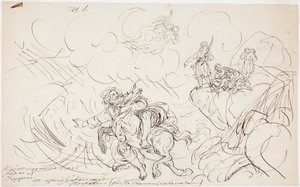 韦伊纳莫宁的射击》，卡勒瓦拉主题绘画系列草图 作者 罗伯特·威廉·埃克曼