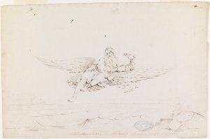 老鹰叼着韦伊纳莫宁；"芬兰民族诗歌卡莱瓦拉，R.W.埃克曼用图画呈现 "原画