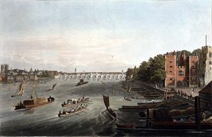 威斯敏斯特桥和兰贝斯宫的景色》，出版。1820年由Colnaghi & Co.(版画)