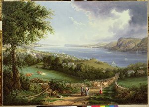 哈德逊河的看法从Sing Sing附近，纽约，c.1850