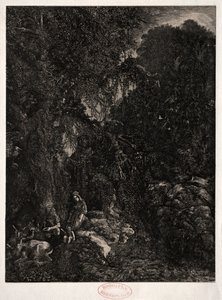 神圣家族与鹿，1871年。 作者 罗道夫·布雷斯丁