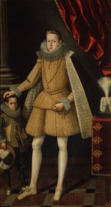 菲利普亲王和小矮人，米格尔-索普利罗，约 1620 年（布面油画） 作者 罗德里戈·德·维兰德兰多