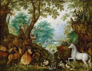 Orphee parmi les animaux - 动物中的 Orpheus - Roelant (Roelandt) Savery (1576-1639)。 铜上油，约 1628 年。尺寸：27,5x36 厘米。 维也纳艺术史博物馆