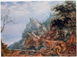 岩石风景的圣杰罗姆，c1596-1639