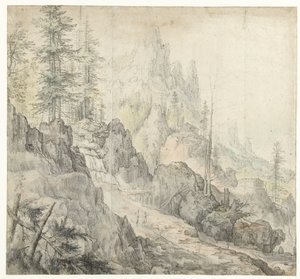 有瀑布的山景
有瀑布的山景