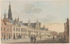 莱顿的 Breestraat，约 1825 年
莱顿 Breestraat 街和市政厅景观 / Vue Sur la rue dite Breestraat et l