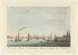 阿姆斯特丹海港的景色 阿姆斯特丹拉德景观。 Bateau à Vapeur sur Zaandam（物体上的标题）
