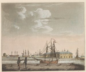 Rijkswerf 威廉苏德，约 1825 年 明亮的威廉苏德景观 - 在纽文迪普 (Nieuwendiep) 和北荷兰大运河的入口处 / Vue de Willemsoord au Bright prês du Nieuwendiep, et L