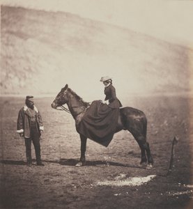 Henry Duberly Esq，Paymaster 8th（国王的皇家爱尔兰人）Light Dragoons（Hussars）和Duberly夫人骑着马，从与克里米亚战争相关的52张照片的专辑，1855年 作者 罗杰芬顿
