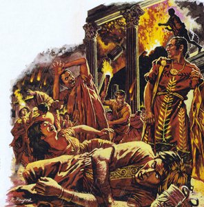 维苏威火山爆发时的庞贝城（彩色石版画）