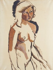 意大利女孩，四分之三长，向右看；意大利，从向右看的四分之三，c.1910-11 作者 罗杰·德·拉弗雷斯奈