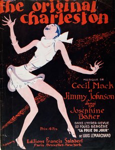 约瑟芬·贝克（Josephine Baker，1906-75 年）在查尔斯顿跳舞，为 Folies Bergere 的一场演出做广告海报 作者 罗杰·德瓦莱里奥