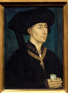 勃艮第菲利普三世的肖像，被称为好人菲利普（1396-1467），他带有金羊毛勋章的装饰。 Roger (Rogier) van der Weyden (1400-1464) 1445 Dim 的绘画。 0,31x0,23 m 第戎，美术博物馆 - 菲利普二世肖像 作者 罗吉尔·范·德·韦登