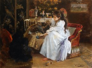 De soiree - 画家 Roma Ribera（1876-1931） - 约 1894 - 布面油画 - 59x79 - 巴塞罗那加泰罗尼亚国家艺术博物馆 作者 罗玛里贝拉