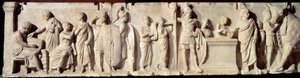 古罗马：被称为 Domitius Ahenobarbus 的救济，人口普查的插曲：公民登记和祭祀火星神。 约公元前 100 年。 太阳 2 米。 巴黎，卢浮宫博物馆 作者 小说