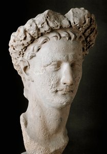 罗马皇帝多密善 (Titus Flavius Domitian)（公元 51-96 年）的大理石头像，罗马国家博物馆 - 多密善 (Titus Flavius Domitian) 的头像（公元 51-96 年）。 大理石。 意大利罗马国家博物馆 作者 小说