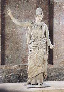 Pallas de Velletri，戴头盔的雅典娜雕像，希腊原版的罗马副本归属于Alkamenes或Cresilas，公元前420  -  10年（大理石）（详见164612至164615）