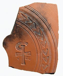 陶器与字母组合，缩写为公元4世纪北非耶稣基督的名字 作者 小说