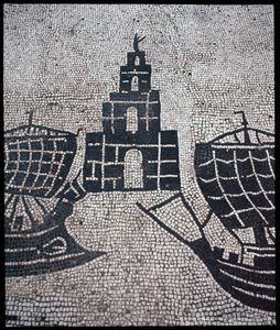 Roman Art: “” Lighthouse and Ships”” Mosaic of the Corporation des gens de la mer, Place des Corporations 作者 小说