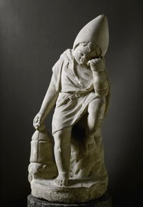 罗马艺术：“沉睡的奴隶”雕塑。 公元前 1 世纪。 罗马，Museo Nazionale Romano - 罗马艺术。 年轻睡觉的奴隶。 大理石 作者 小说