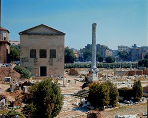 罗马广场：参议院的库里亚 (curia) 会议地点的视图。 公元前 1 世纪。 罗马 作者 小说