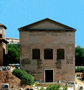 罗马广场： 参议院的库里亚 (curia) 会议地点的视图。 公元前 1 世纪。 罗马 作者 小说