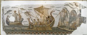 Roman antiquite: “” Ulysses on his boat resists the song of the Sirens”” (Odyssee d
